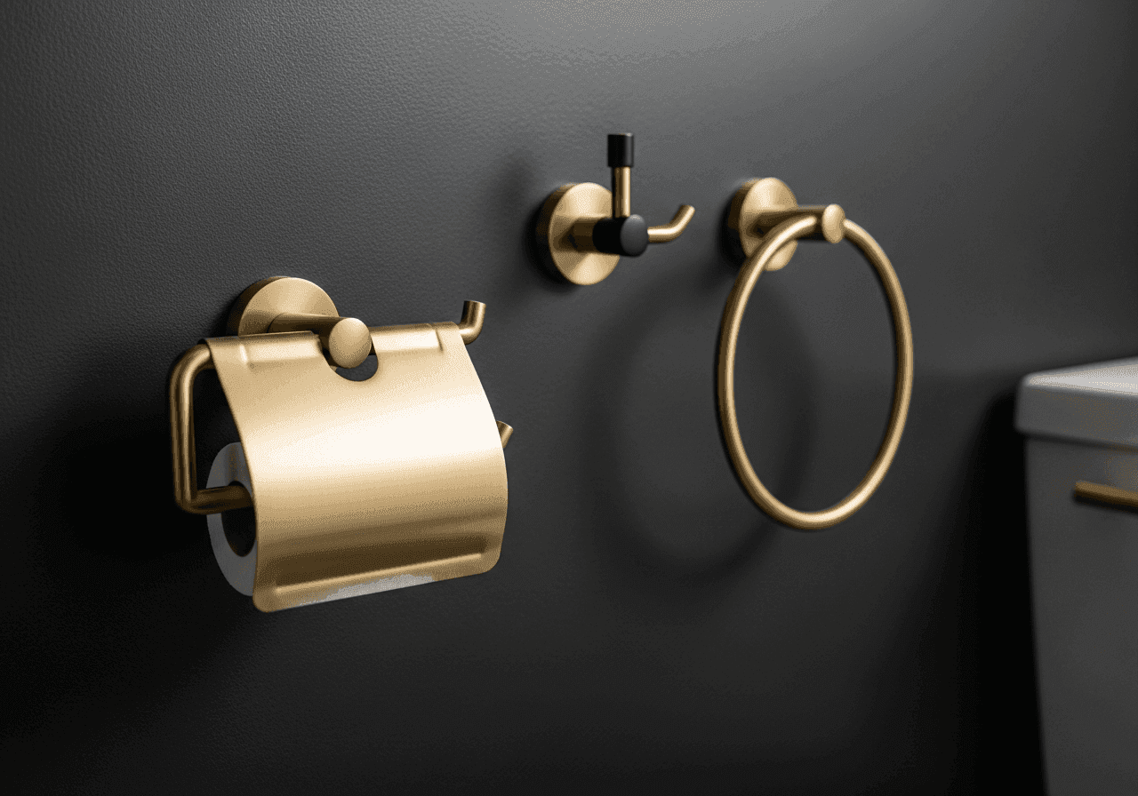 Matching bathroom hardware set