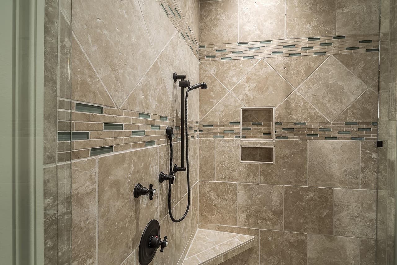 Walk-in shower where a bathtub used to be